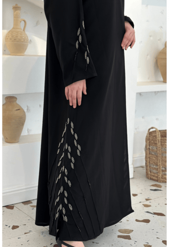 عباية قماش كتان اسود