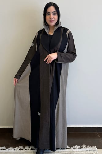 عباية شتوية قلاب بتدخيلات ملونه من قماش الجوخ النا...