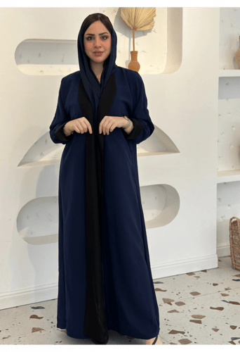 عباية وجهين ملونة اسود كحلي (دبل فيس )