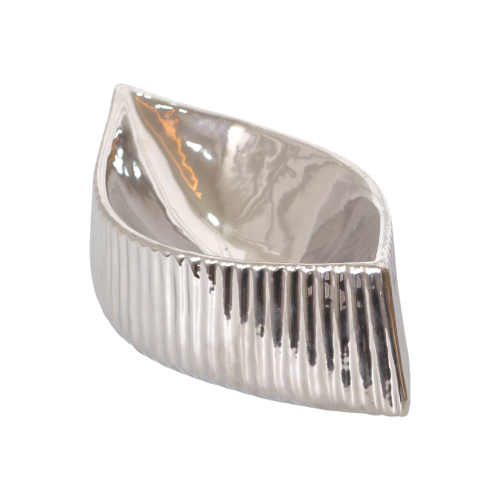 صحن تقديم سيراميك فضي وسط 30سم طول عرض 17 *5سم