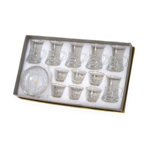 طقم بياله مع صحن شفاف 18قطعة