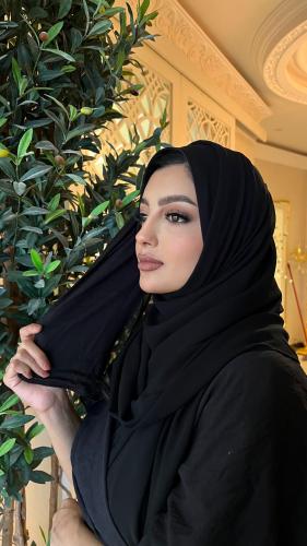 بوكس ثلاث طرح شيفون ثقيل أسود