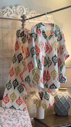 طقم بلوزة وبنطلون لينن فري سايز مايتكرمش