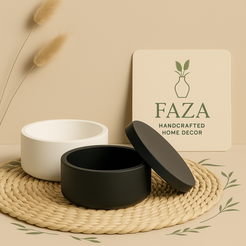 وعاء بغطاء مصنوع من الجبس