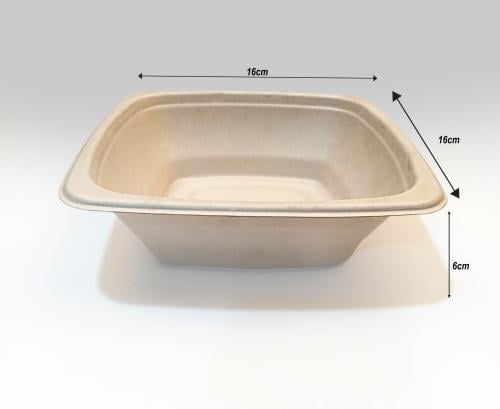 Square 24 oz sugarcane container with transparent lid – eco-friendly food container 300 pieces