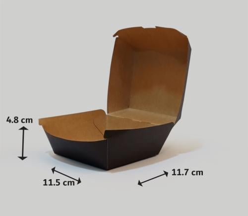 Kraft burger box printed black size 117 mm – 500 pieces/carton