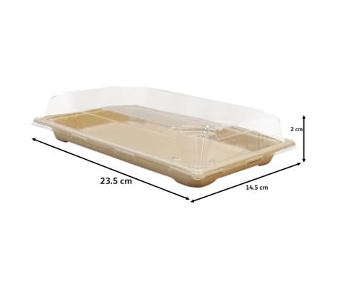 Luxury sushi plates with transparent cover - 20 oz size environmentally friendly (for parties and projects) 300 pieces