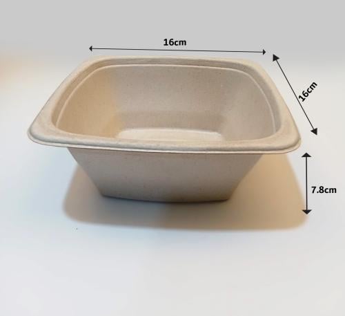 Square sugarcane container 32 oz with lid – eco-friendly food container 300 pieces