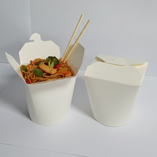 White paper noodle cups for single use, 500 ml cap...