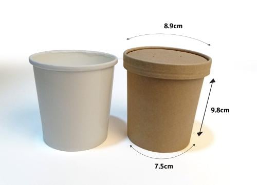 Paper soup bowl 500 ml (16 ounces) size 96 mm with tight lid 500 pieces