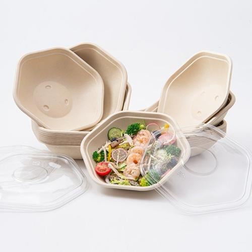 Six-piece eco-friendly food container set with tra...