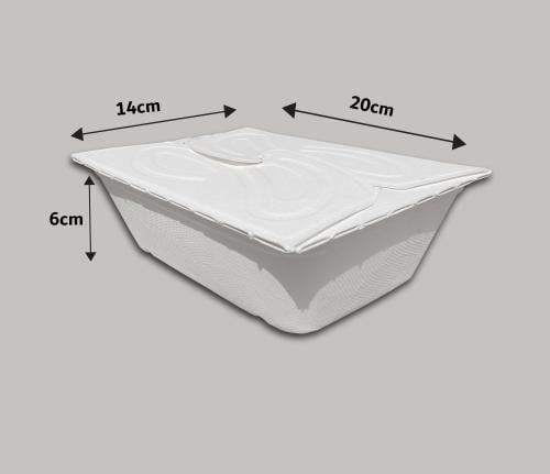 Sugarcane container LOCK UP white 1050 ml with tight lid – large food box for takeout 200 pieces