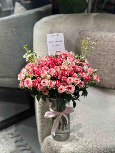 A transparent pink vase