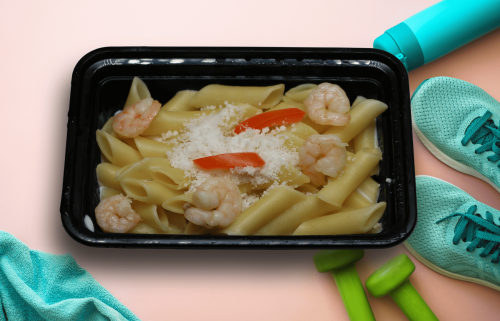 Shrimp with white sauce