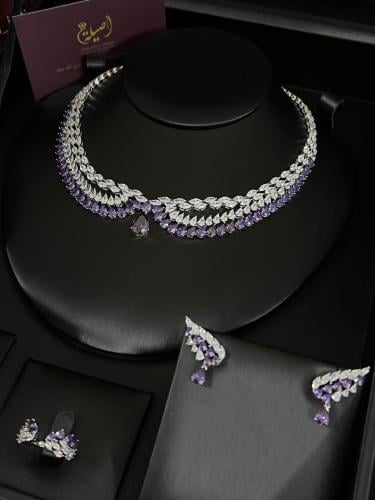 طقم زيركون بنفسجي