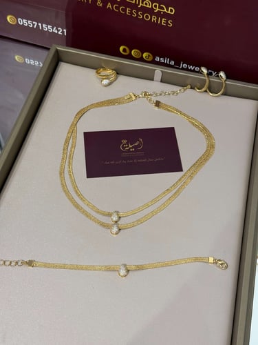 طقم بديل الذهب مع لمعة