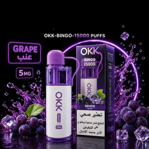 فيب سحبة اوك 15 ألف موشة نكهة عنب - OKK Vape 15,00...