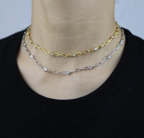 Gold and zircon choker