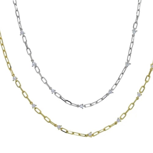 Gold and zircon choker