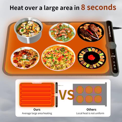 لوحة تسخين كهربائية للطعام قابلة للطي(أبيض كريمي)