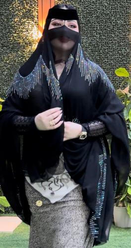 ‏عبايه نسف كرستال رمادي