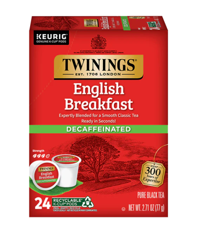 كبسولات شاي انجليش بريكفاست بدون كافيين من توينينج...