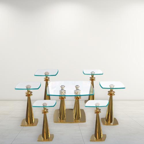 طقم طاولة ضيافة 1+6 (المقاس 80*80*45 / 45*45*55)