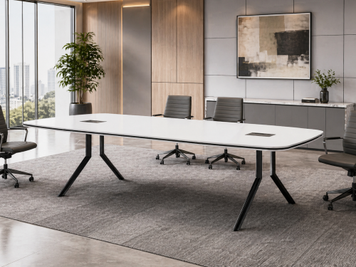 طاولة اجتماعات مودرن أبيض ورمادي – OT-14
