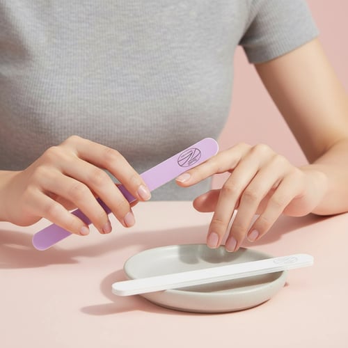 ملف الأظافر ثنائي الجانب مع تصميم وردة بيضاء أنيقة...