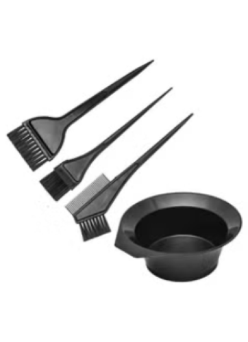 طقم فرش لصبغ الشعر مع صحن مكون من 3 قطع أسود