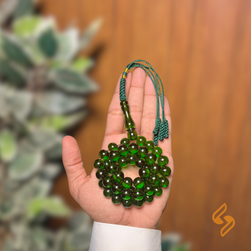 سبحة زعفران أخضر شفاف