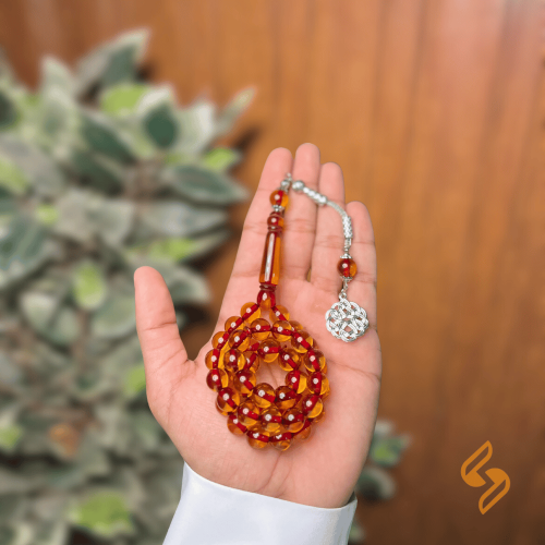 سبحة بكلايت زعفراني شفاف
