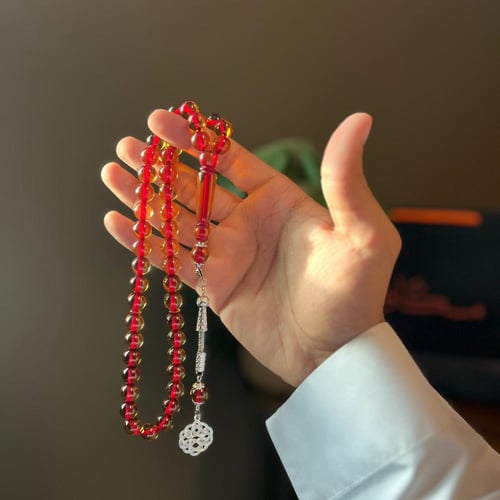 سبحة بكلايت زعفراني شفاف