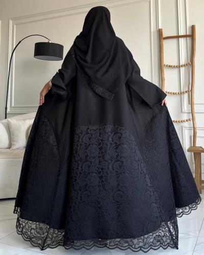 عباية كريب واقف بتفاصيل دانتيل فخمة