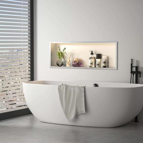 رف حمام ديكور 90x30 ستانلس ستيل مقاوم للصدأ- بتصمي...