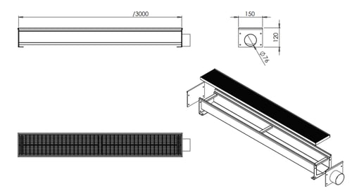 مجرى تصريف مقاس 3متر x 15سم ستانل ستيل بالكامل فتح...
