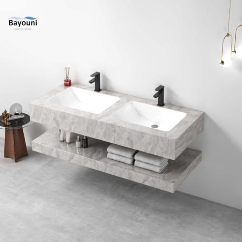 مغسلة ديكور بورسلان بلمسة رخامية قص ليزر حوضين 120...