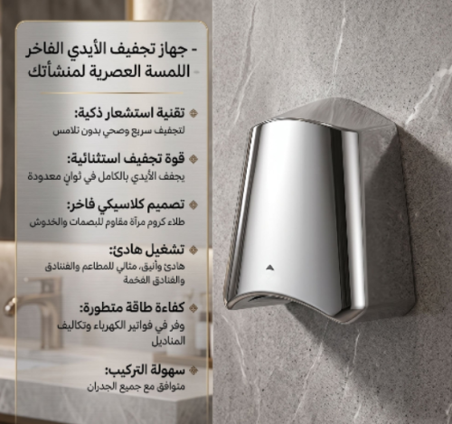 مجفف يد اتوماتيكي ستانل ستيل حادر بارد مع فلتر ضد...