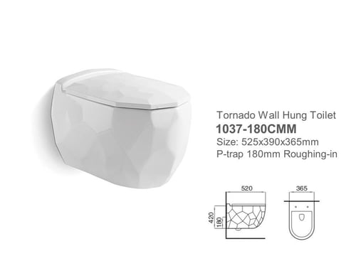 كرسي حمام معلق مقاس 18 مضلع ماركة AUSHEN
