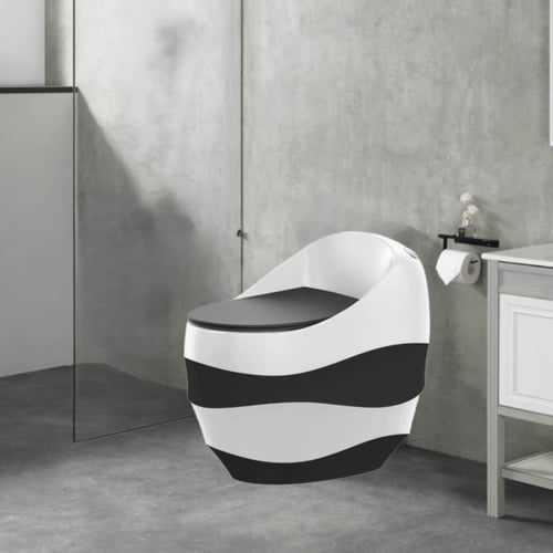 كرسي حمام أفرنجي مقاس 30 سم دفع وشفط أبيض في أسود