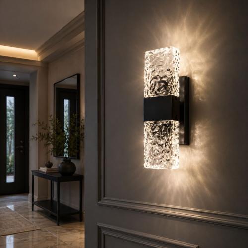 أبليك جداريات LED مودرن أسود بتصميم كريستالي