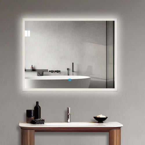 مراية مربع ليد LED ثلاثة ألوان 100x80 بنظام إضاءة...