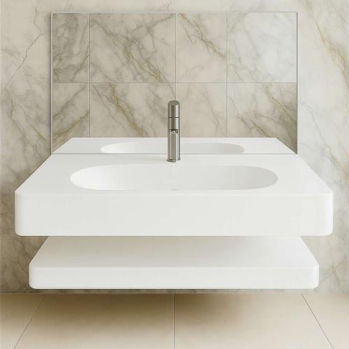 مغسلة ديكور كوريان قص ليزر 50x60 ابيض ناصع