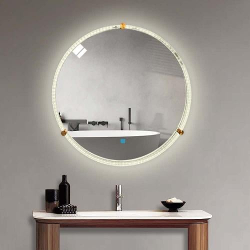 مراية دائرية ليد LED ثلاثة ألوان 70x70 بإطار أكريل...