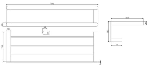 رف مناشف كروم لماع دبل مقاوم للصدا