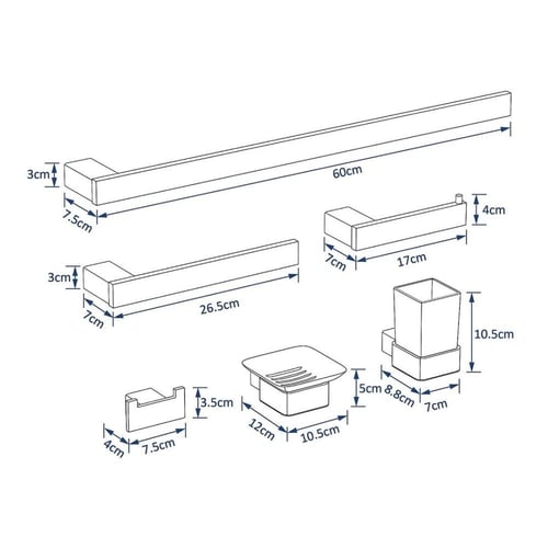 طقم اكسسوارات حمام اسود مطفي 6 قطع ماركة AUSHEN