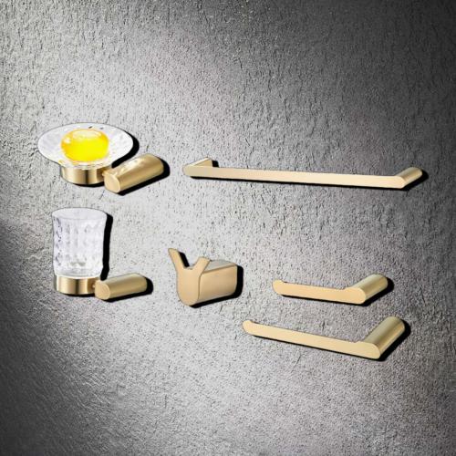 طقم اكسسوارات حمام ذهبي 5 قطع ماركة AUSHEN