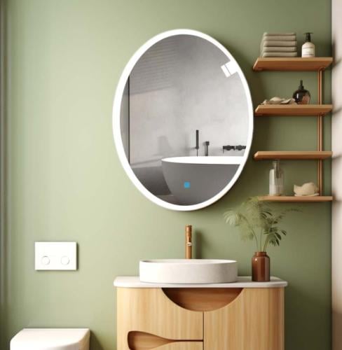 مراية بيضوي ليد LED ثلاثة الوان 80x60 بنظام إضاءة...