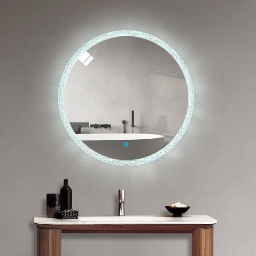 مراية دائرية ليد LED ثلاثة ألوان 80x80 بإطار أكريل...