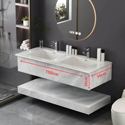 مغسلة ديكور رخام طبيعي حوضين قص ليزر 150*50 لون اب...